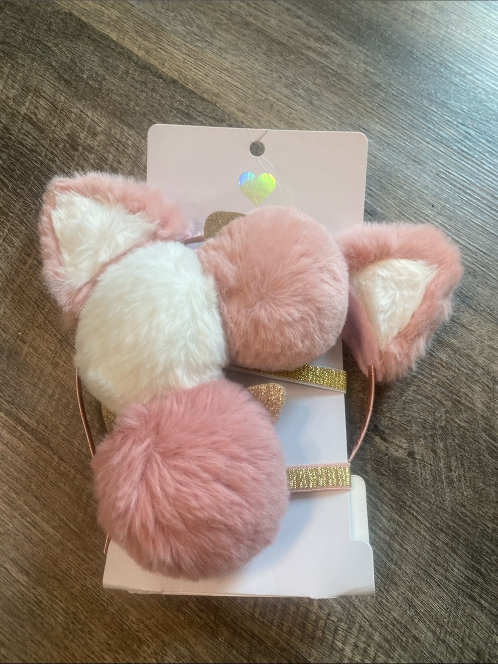 NWT Children’s Place furry 3 Pompoms pony’os  Cat Ear Headband Set